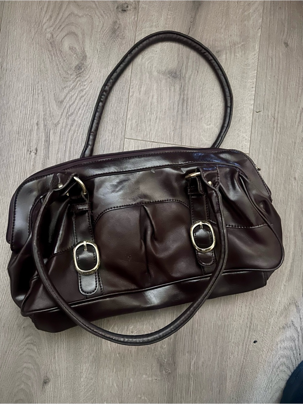 Emilie M Dark Brown Shoulder Bag with Gold-Tone Accents